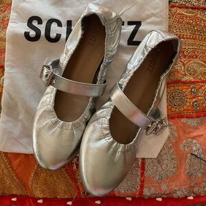 schutz silver ballet flats - worn twice! purchased from anthro